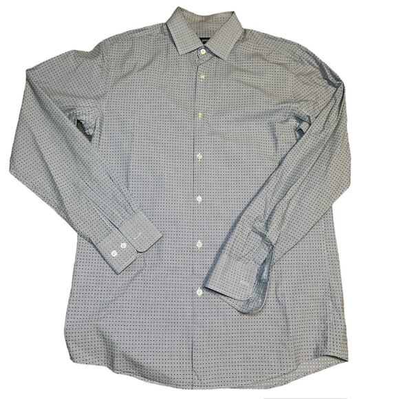 Boss Hugo Boss Sharp Fit Blue/Gray Check Dress Shirt 15.5 - Picture 1 of 6